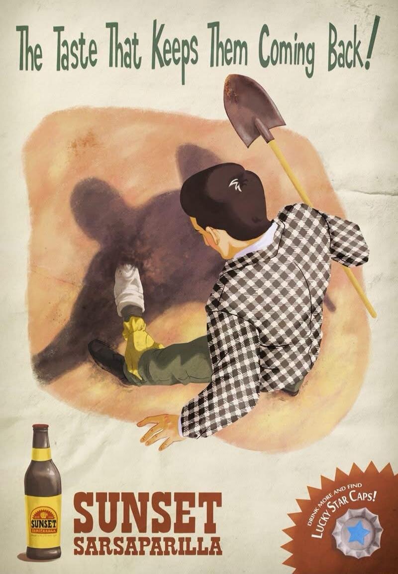 The Taste That Keeps Them Coming Back! SUNSET SARSAPARILLA DRINK MORE AND FIND Lucky Star CAPS!