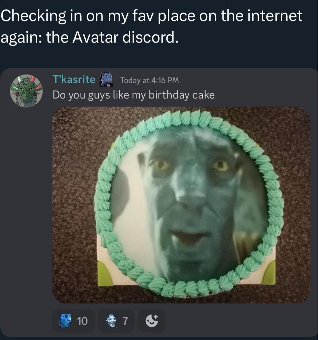 Checking in on my fav place on the internet again the Avatar discord Thasrite 8 Todayat 416 P Do you guys