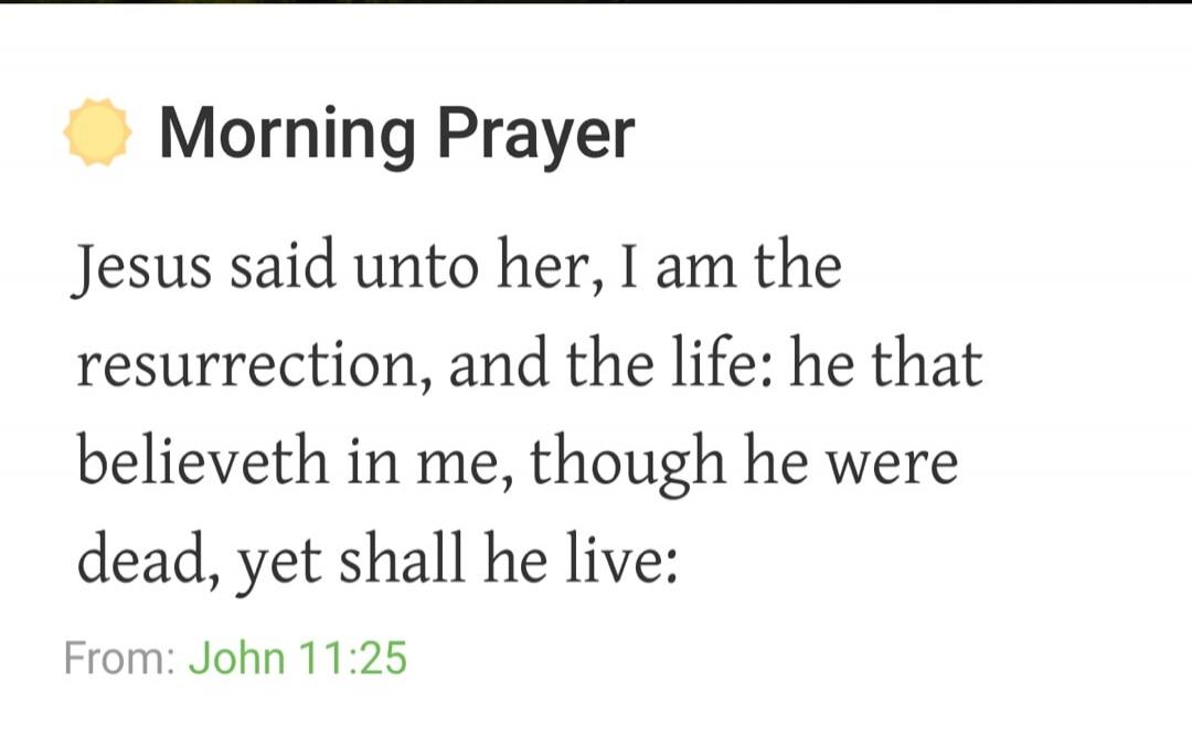 Morning Prayer Jesus said unto her, I am the resurrection, and the life: he that believeth in me, though he were dead, yet shall he live: From: John 11:25