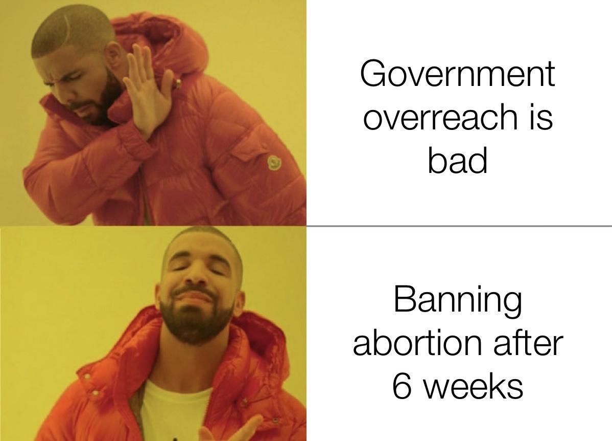 Government overreach is bad Banning abortion after 6 weeks