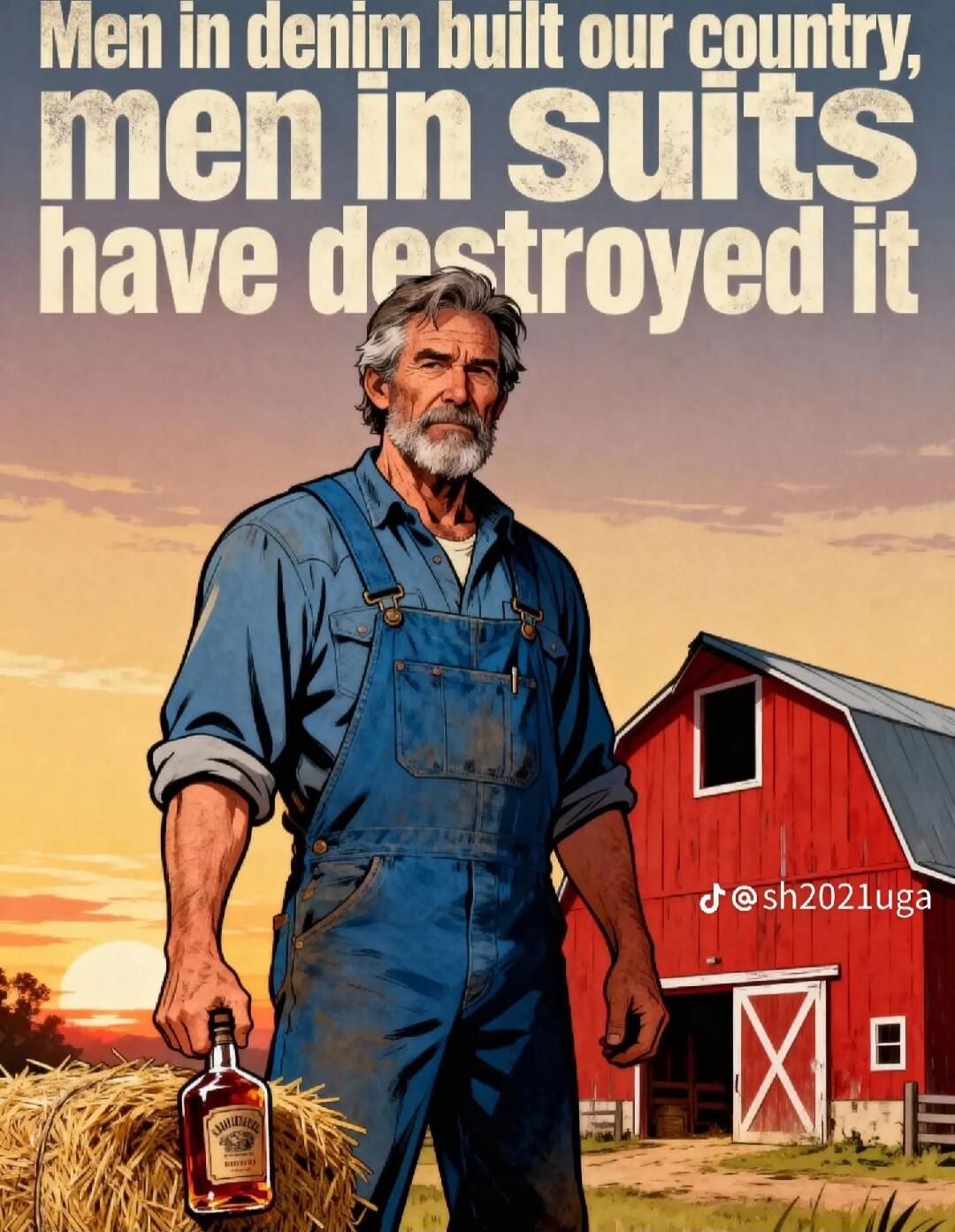 Men in denim built our country, men in suits have destroyed it