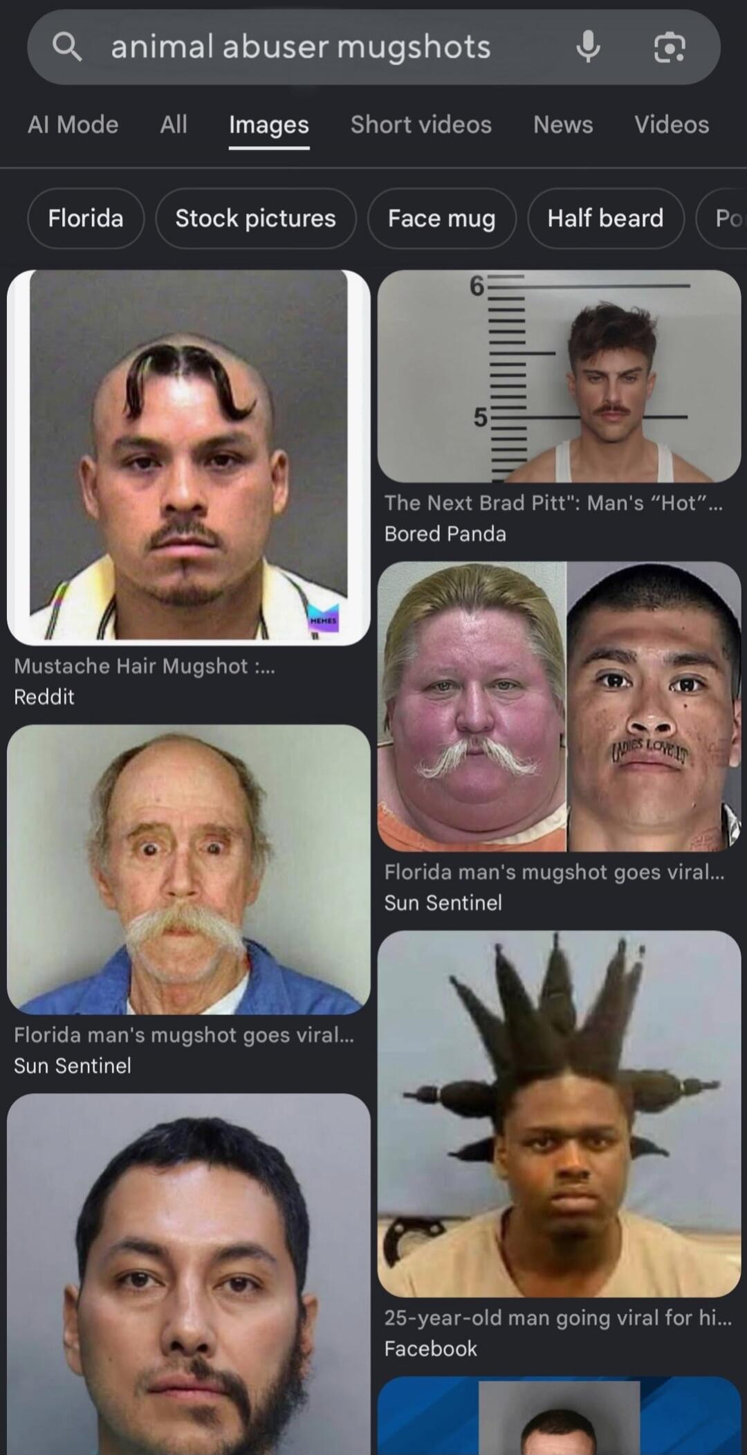 animal abuser mugshots AI Mode All Images Short videos News Videos Florida Stock pictures Face mug Half beard Mustache Hair Mugshot :... Reddit 