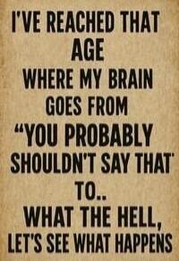 I'VE REACHED THAT AGE WHERE MY BRAIN GOES FROM 