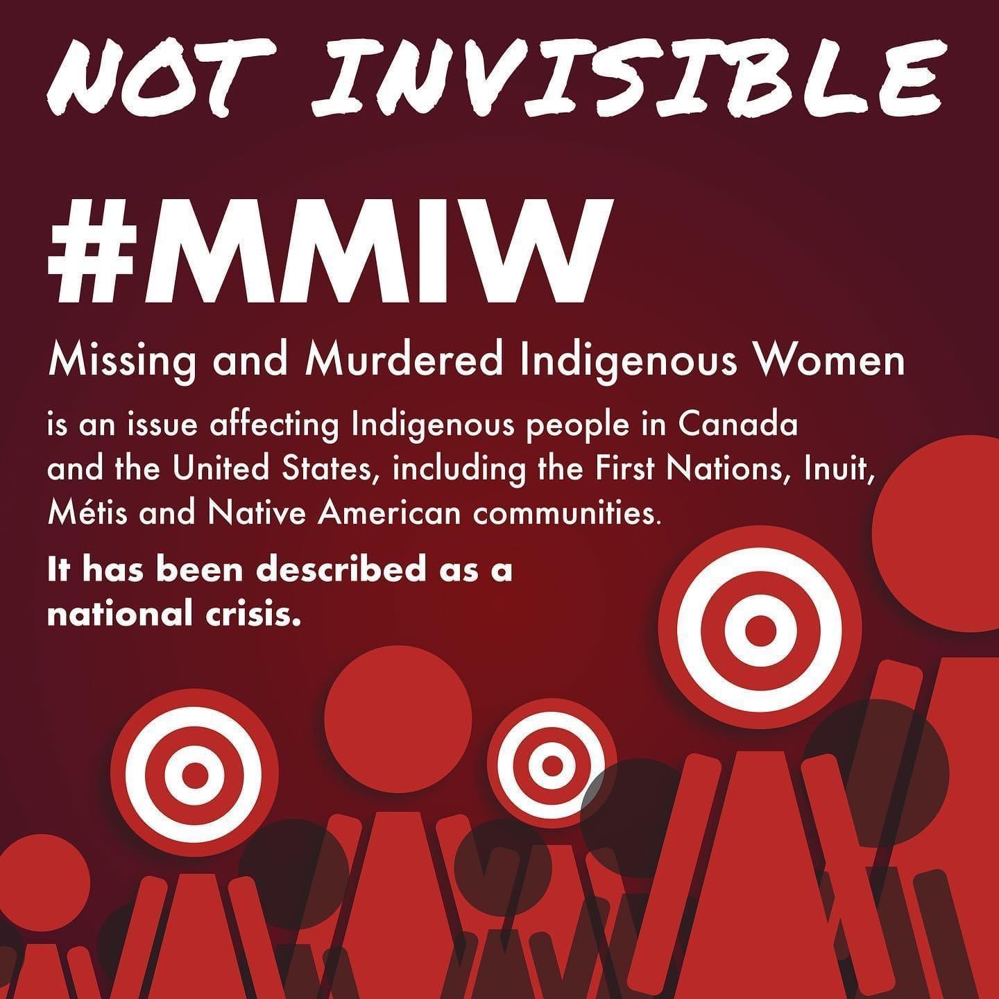 NOT INVISIBLE MMIW ST T i Te e Ty I U1 EYEYe M Te T LY TR o1 I Yy is an issue affecting Indigenous people in Canada and the United States including the First Nations Inuit Mtis and Native American communities It has been described as a national crisis OLC