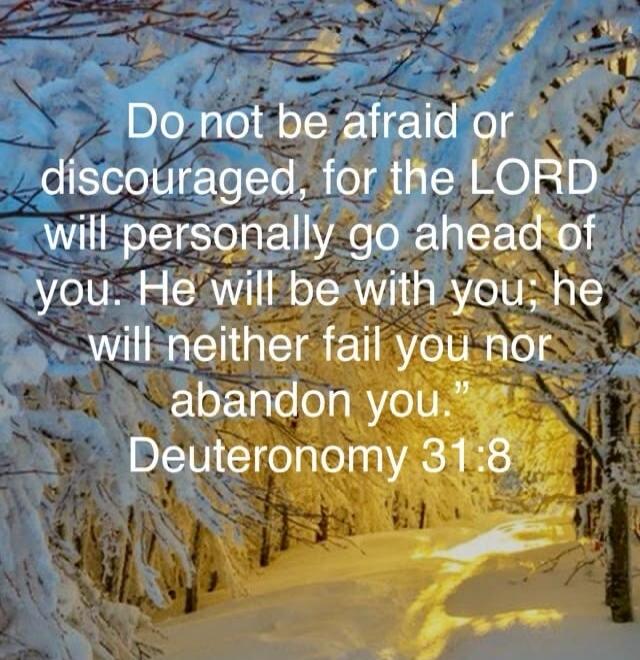 Do not be afraid or discouraged, for the LORD will personally go ahead of you. He will be with you; he will neither fail you nor abandon you.