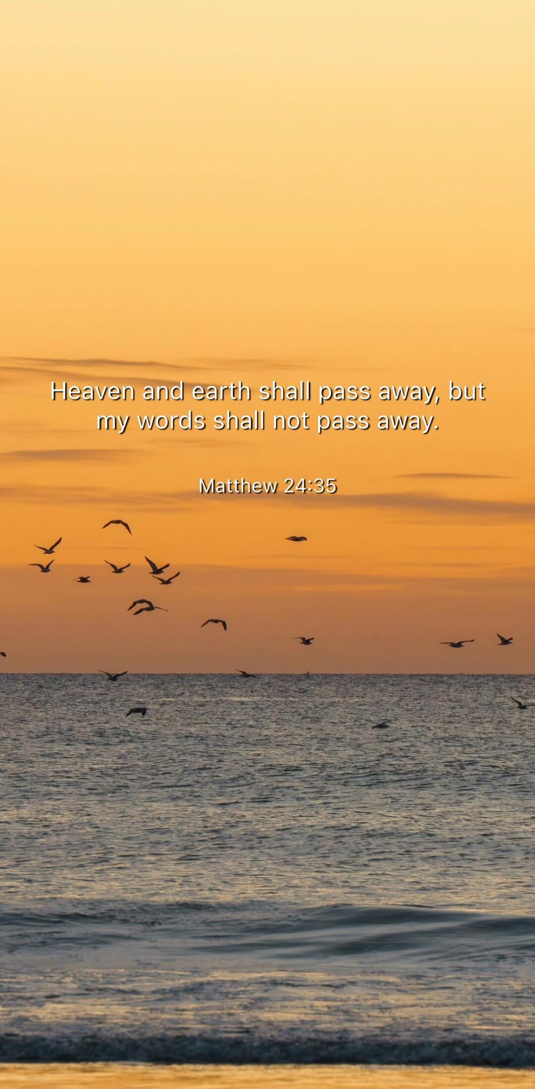 Heaven and earth shall pass away, but my words shall not pass away. Matthew 24:35