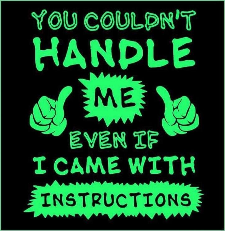 YOU COULDN'T HANDLE ME EVEN IF I CAME WITH INSTRUCTIONS