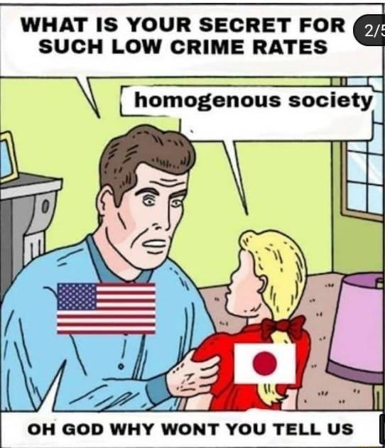 WHAT IS YOUR SECRET FOR SUCH LOW CRIME RATES _M Lr_hormogenous society OH GOD WHY WONT YOU TELL US