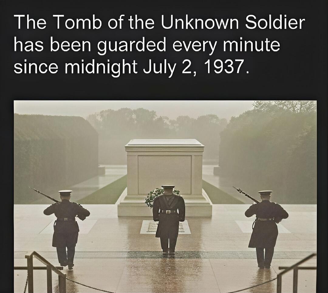 The Tomb of the Unknown Soldier has been guarded every minute since midnight July 2, 1937.