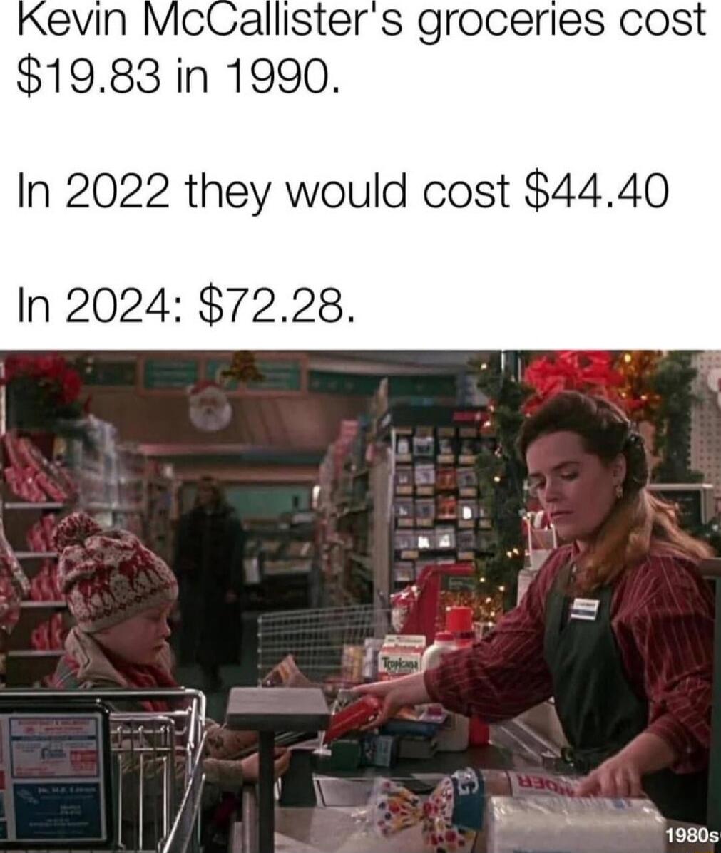 McCallisters groceries cost 1983 in 1990 In 2022 they would cost 4440 In 2024 7228 3 19805