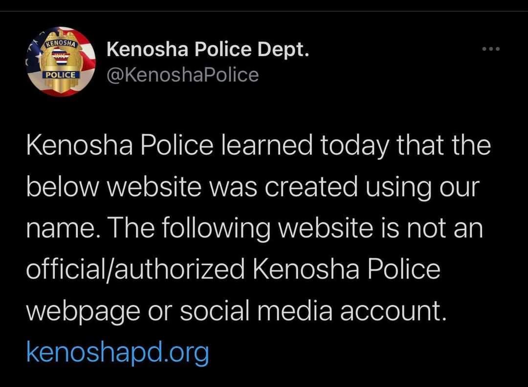 Kenosha Police Dept Lty KenoshaPolice ClaleSaFE N XelelN Ifglle Relo VAL R TalE ol o WVAWE eS CRWE Y L1 o NV aleHelVg name The following website is not an officialauthorized Kenosha Police webpage or social media account GlplelSipt Telo Kol 6