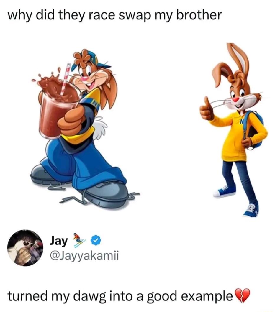 why did they race swap my brother
turned my dawg into a good example💔