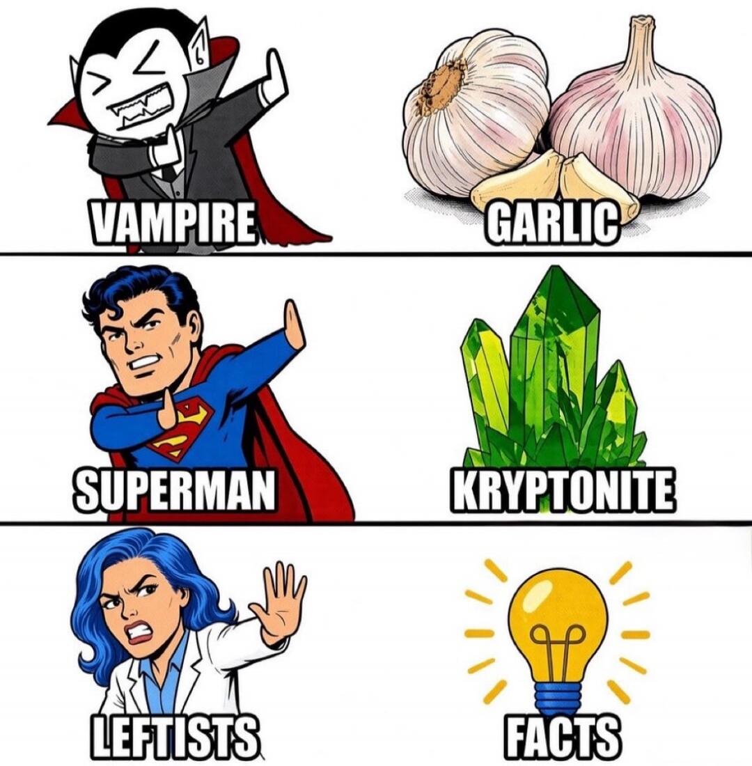 VAMPIRE GARLIC SUPERMAN KRYPTONITE LEFTISTS FACTS