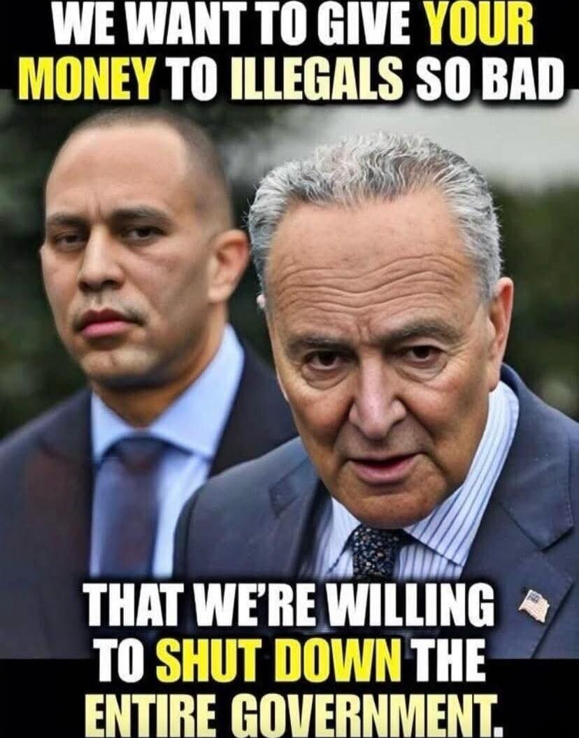 WE WANT TO GIVE YOUR MONEY TO ILLEGALS SO BAD THAT WE'RE WILLING TO SHUT DOWN THE ENTIRE GOVERNMENT.