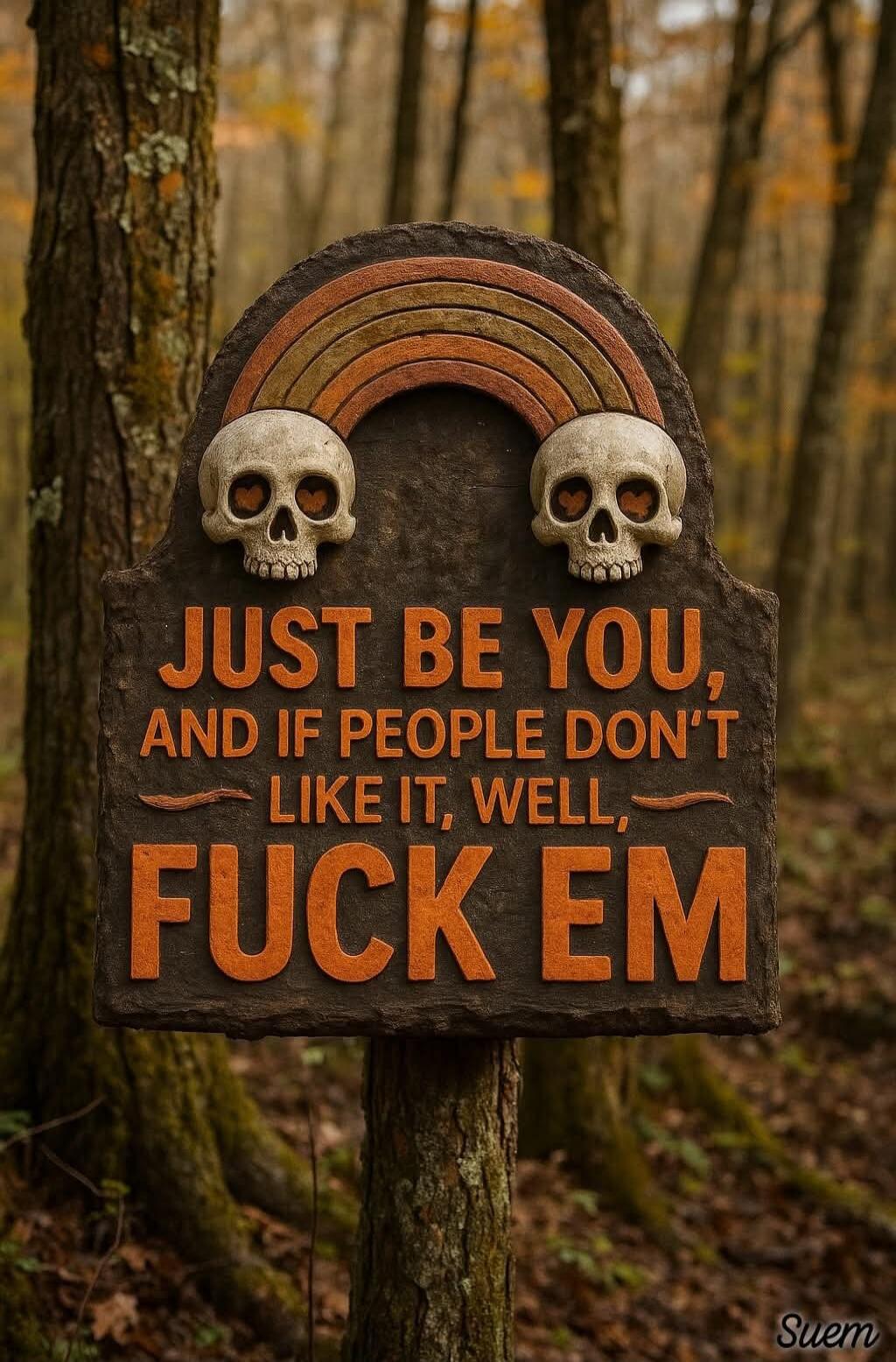 JUST BE YOU, AND IF PEOPLE DON'T LIKE IT, WELL, FUCK EM