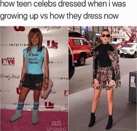 how teen celebs dressed when i was growing up vs how they dress now