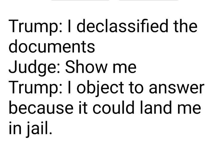 Trump declassified the documents Judge Show me Trump object to answer because it could land me in jail