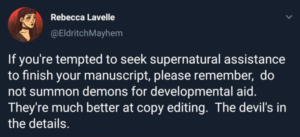 m Rebecca Lavelle v IS EV If youre tempted to seek supernatural assistance R a1E o BYeT0 0 g 1o UKo oo M o TSN Tp T g oTT A o not summon demons for developmental aid BN AR Ve W oY Y Aoto o VA Te y oo TN o 5 1YZ1 KT the details