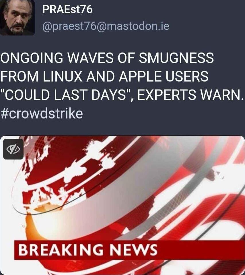 2 PRAEst76 ECS I ER l R o efo RNV SRl 3V Ue NS OV ERINU DN WAV COULD LAST DAYS EXPERTS WARN crowdstrike g BREAKING NEWS s 4
