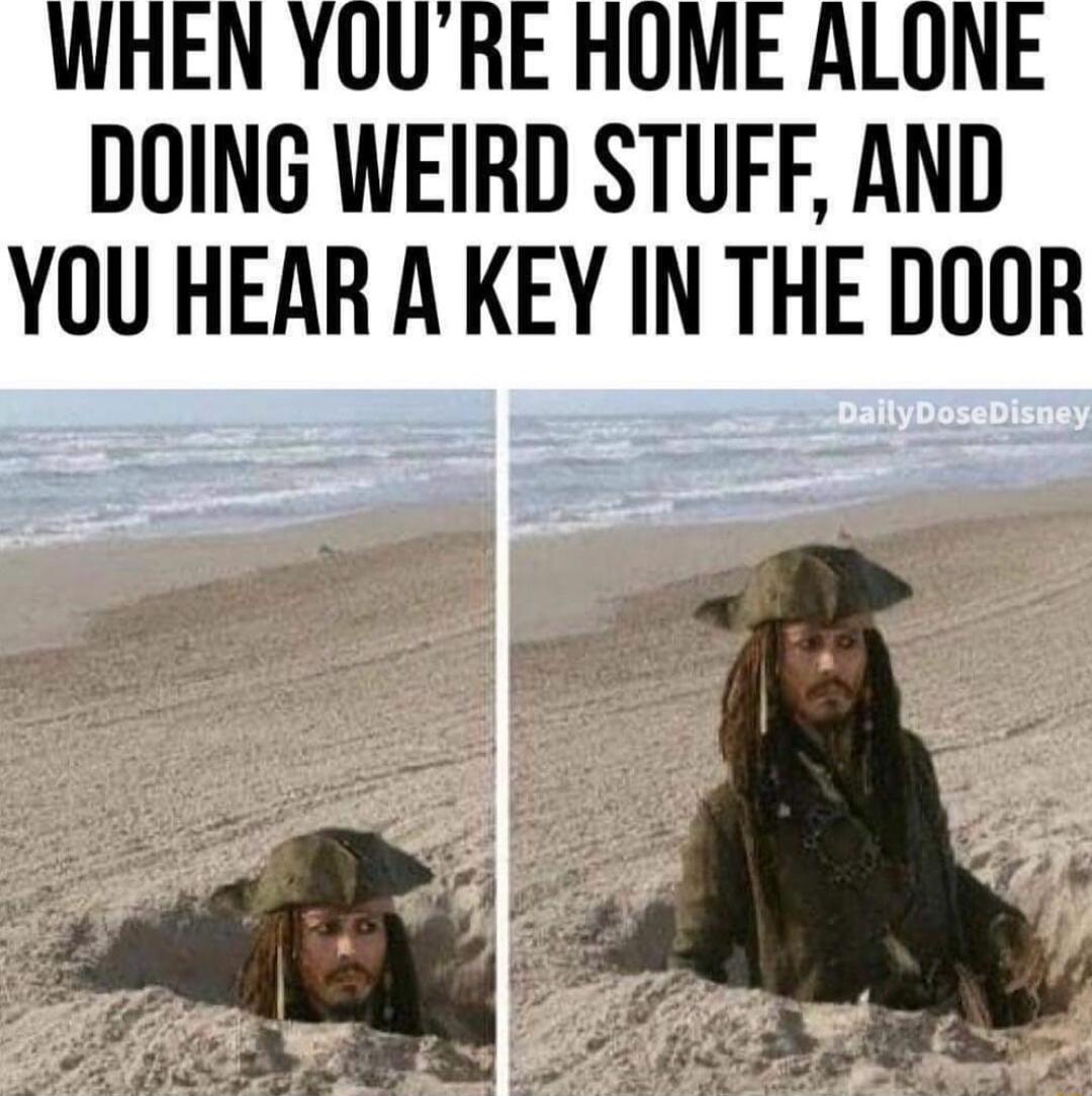 WHEN YOURE HOME ALONE DOING WEIRD STUFF AND YOU HEAR A KEY IN THE DOOR