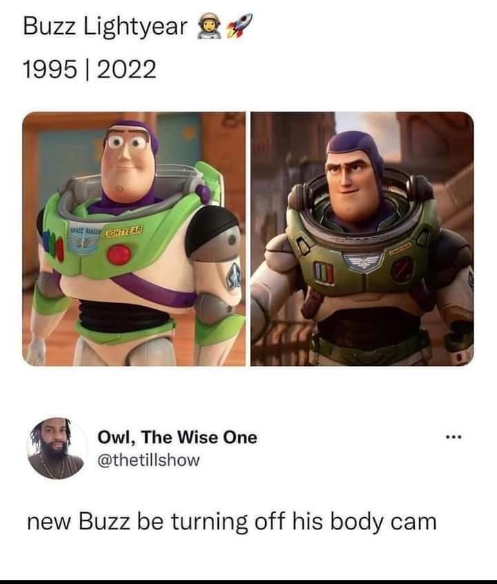 Buzz Lightyear 1995 2022 Owl The Wise One thetillshow new Buzz be turning off his body cam