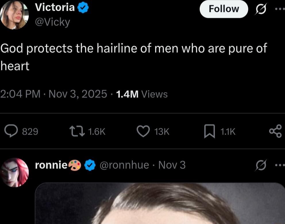 God protects the hairline of men who are pure of heart
