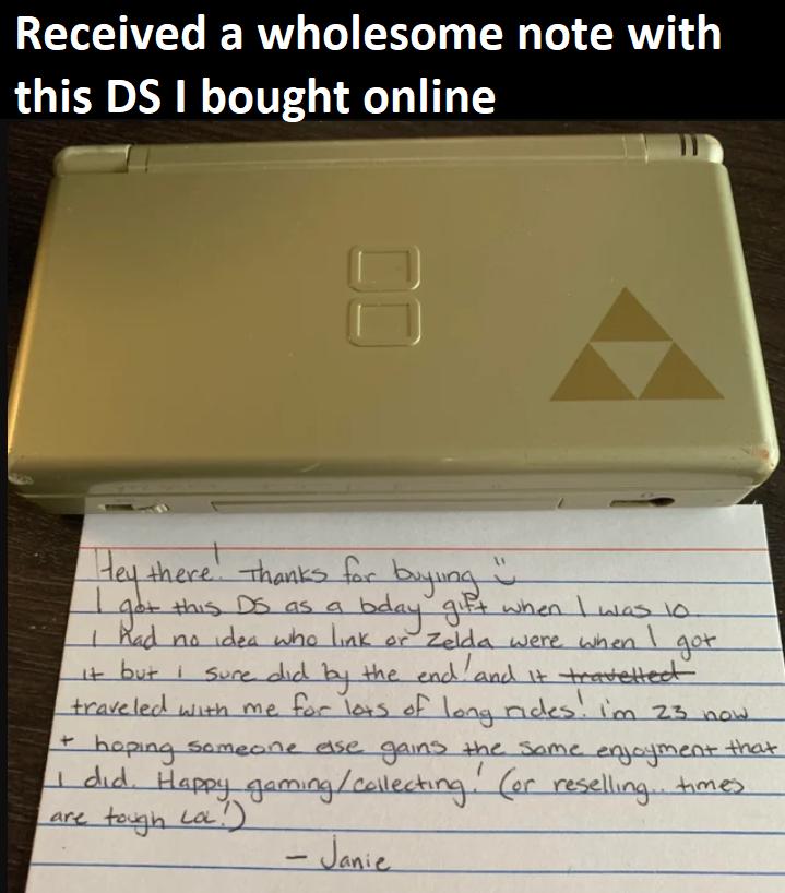 Received a wholesome note with this DS bought online