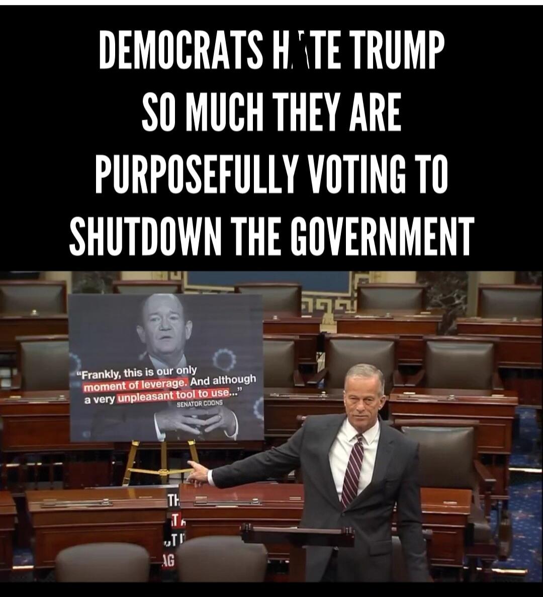 DEMOCRATS HATE TRUMP SO MUCH THEY ARE PURPOSEFULLY VOTING TO SHUTDOWN THE GOVERNMENT

‘Frankly, this is our only moment of leverage. And although a very unpleasant tool to use…’
