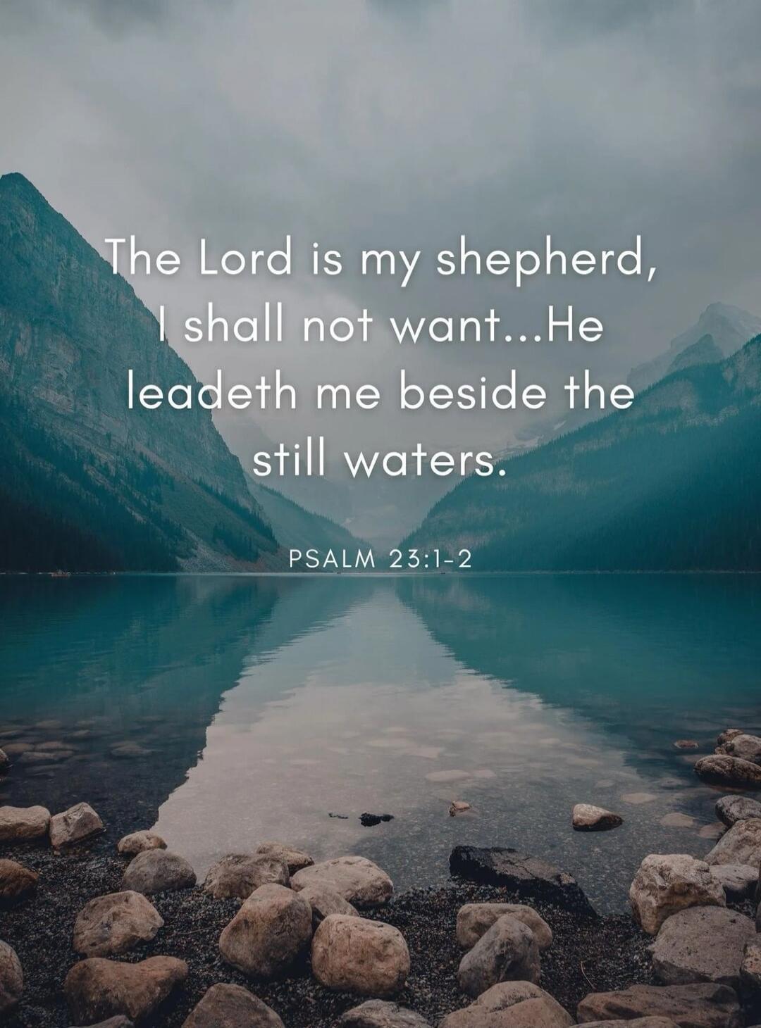 The Lord is my shepherd, I shall not want...He leadeth me beside the still waters. PSALM 23:1-2