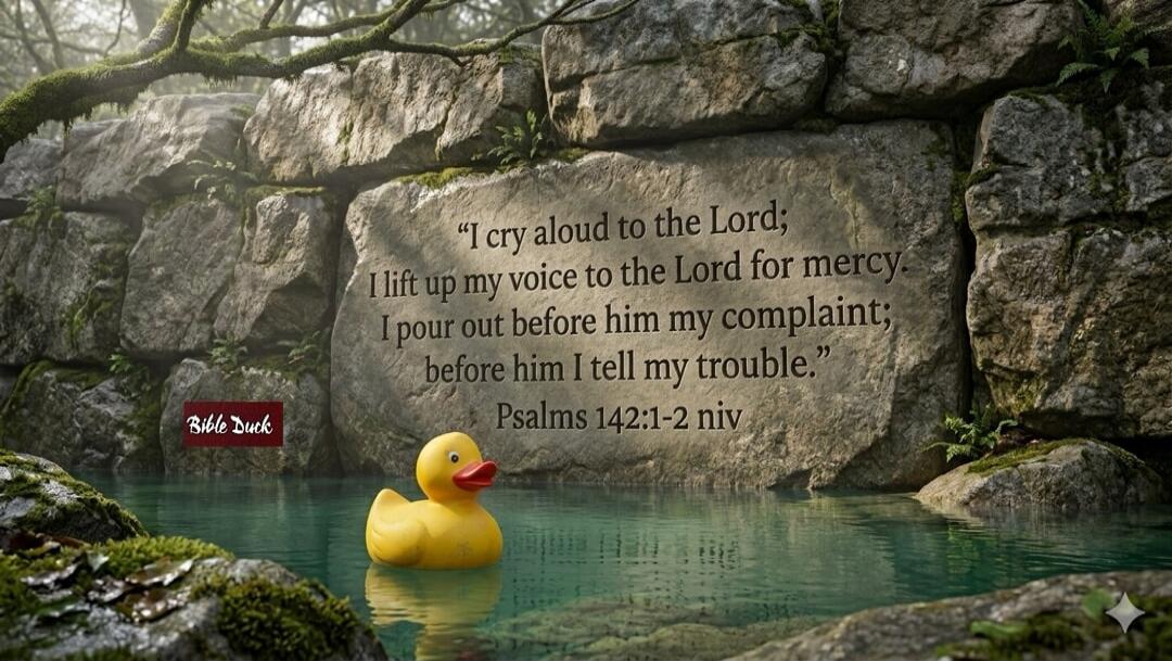 I cry aloud to the Lord; I lift up my voice to the Lord for mercy. I pour out before him my complaint; before him I tell my trouble. Psalms 142:1-2 niv. Bible Duck