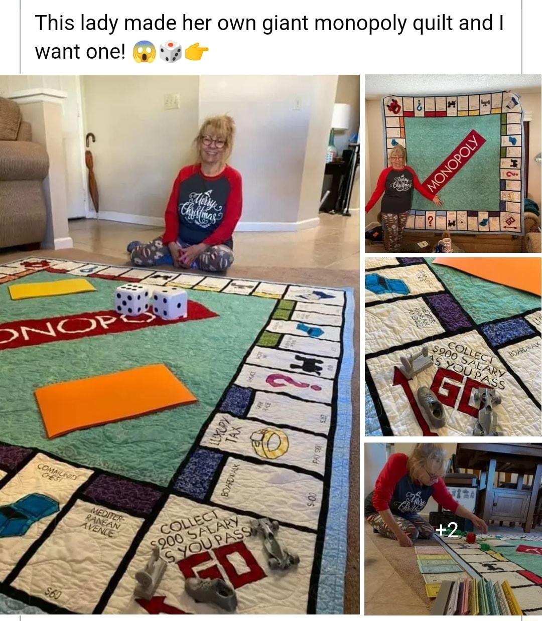 This lady made her own giant monopoly quilt and want one G