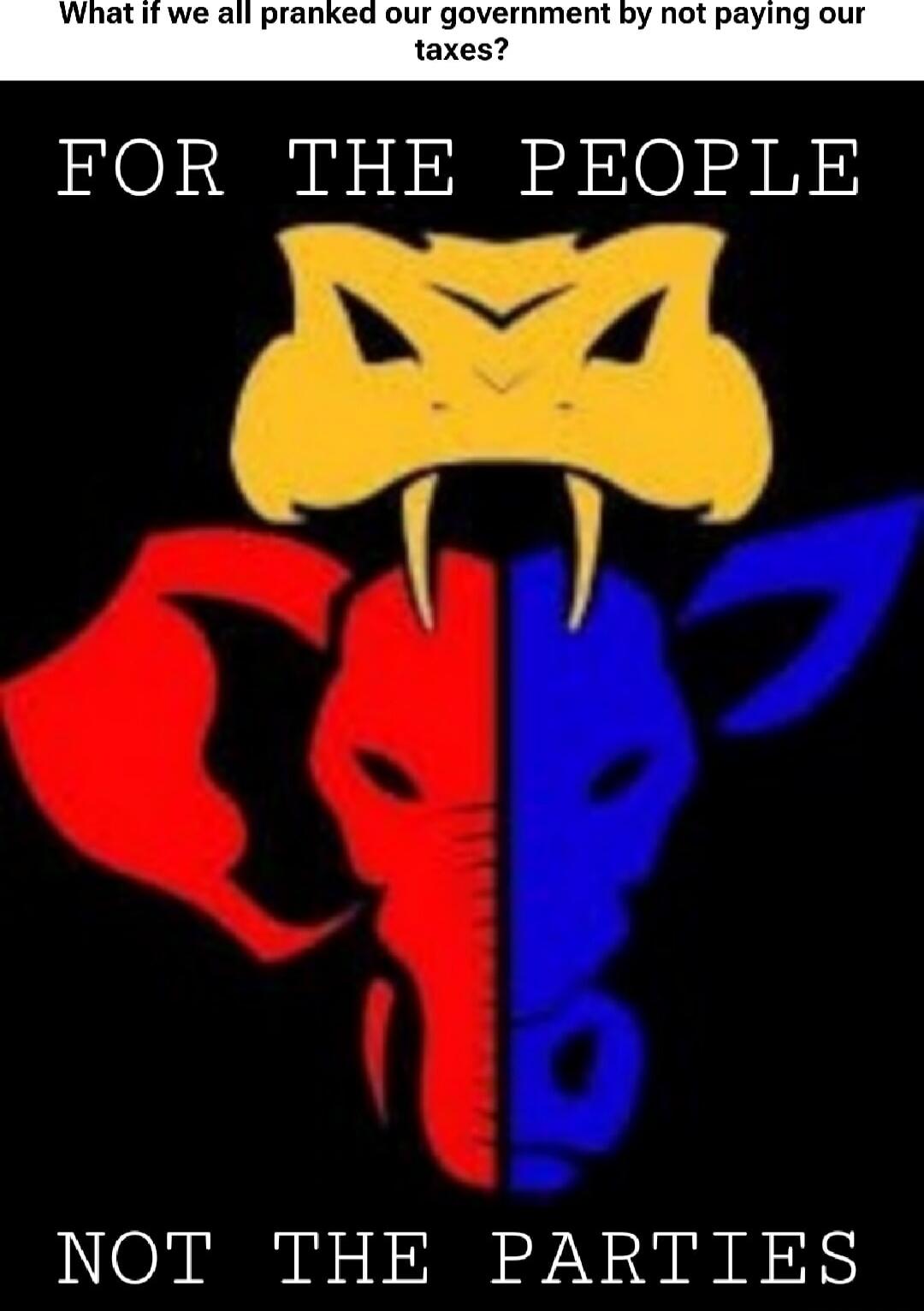 What if we all pranked our government by not paying our taxes?
FOR THE PEOPLE
NOT THE PARTIES