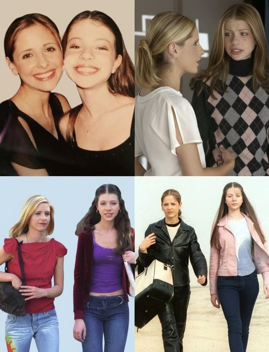 Collage of four images showing young women in different outfits.