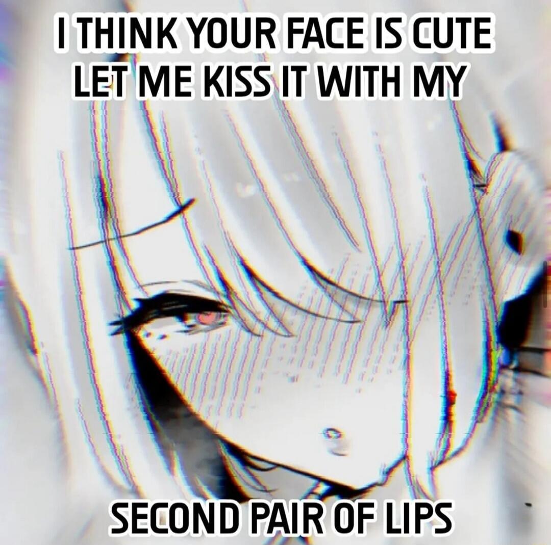 I THINK YOUR FACE IS CUTE LET ME KISS IT WITH MY SECOND PAIR OF LIPS