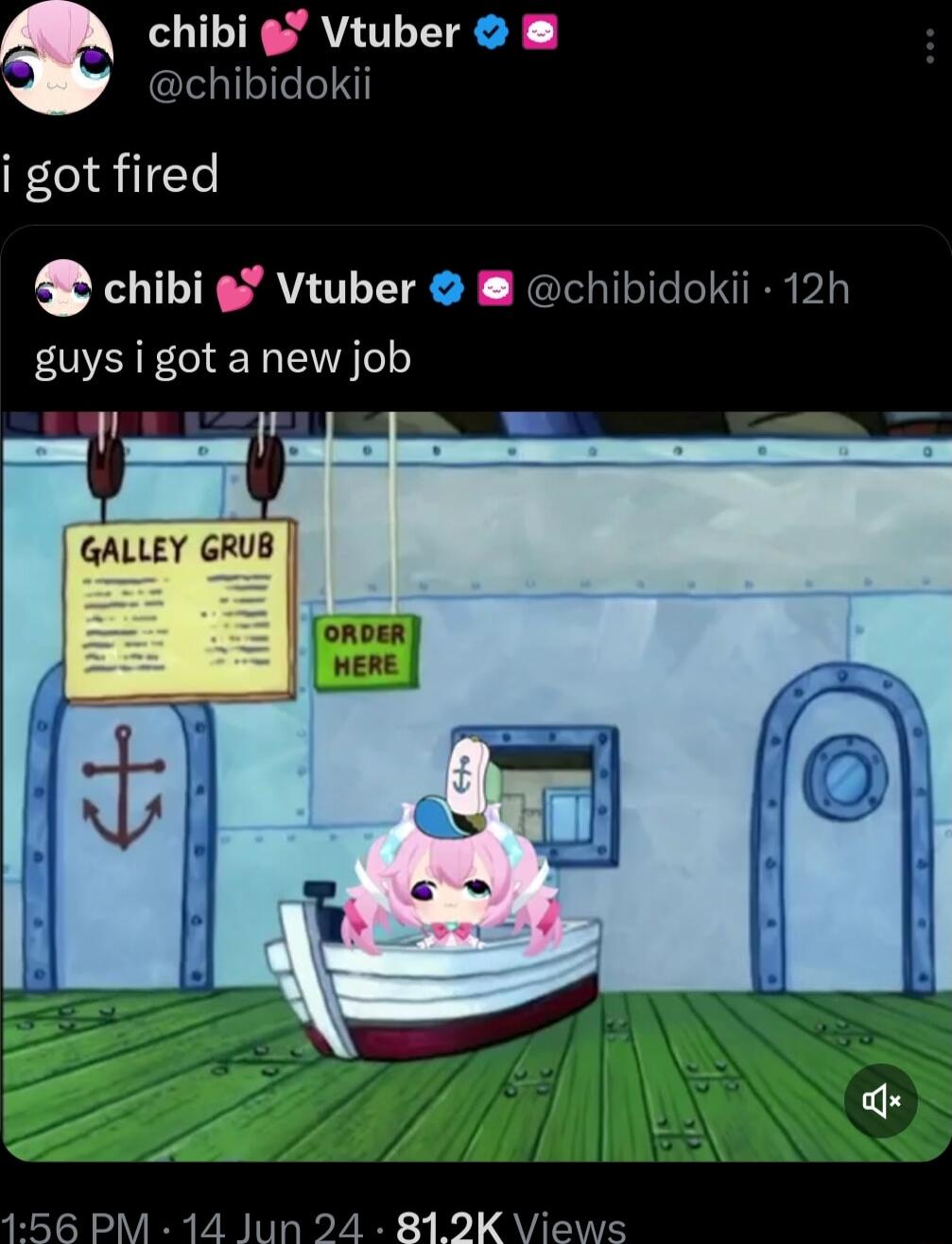 A L chibidokii i got fired 4 chibi Vtuber chibidokii 12h EOEIR O EN el T 156 PM 14 Jun 24 812K Views