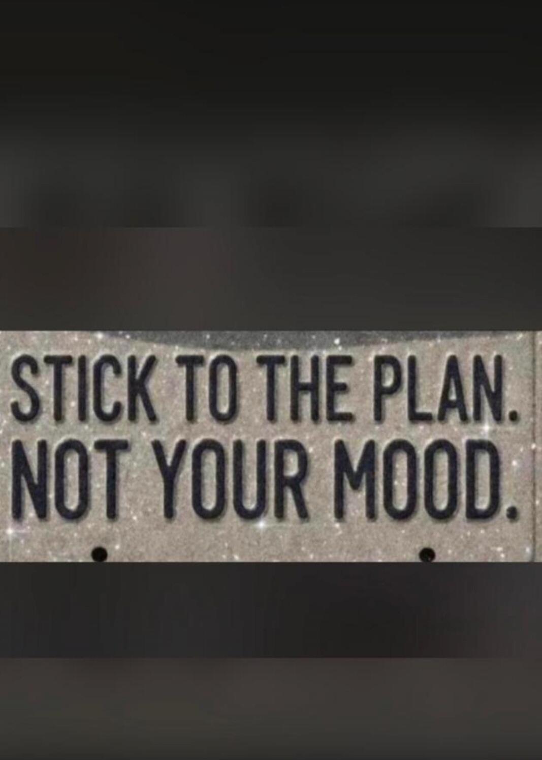 STICK TO THE PLAN. NOT YOUR MOOD.