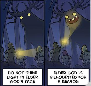 DO NOT SHINE ELDER GOD IS LIGHT IN ELDER SILHOUETTED FOR GODS FACE A REASON