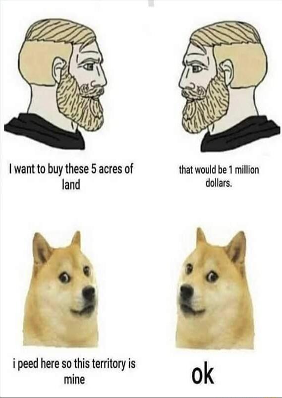 I want to buy these 5 acres of that would be 1 million land dollars I i peed here so this territory is mine Ok