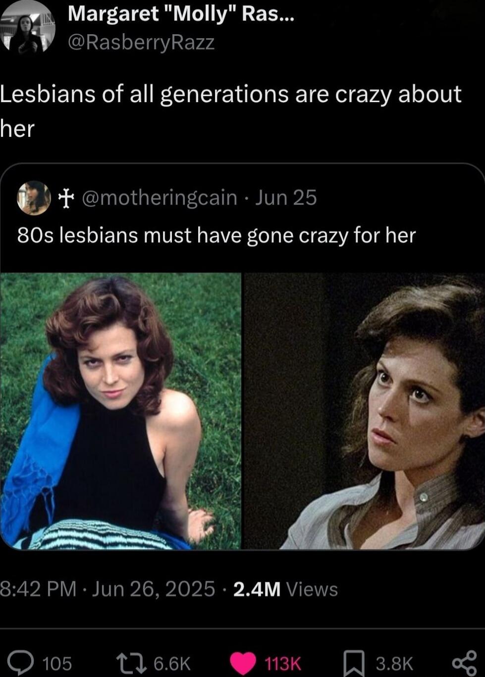 Lesbians of all generations are crazy about her

80s lesbians must have gone crazy for her