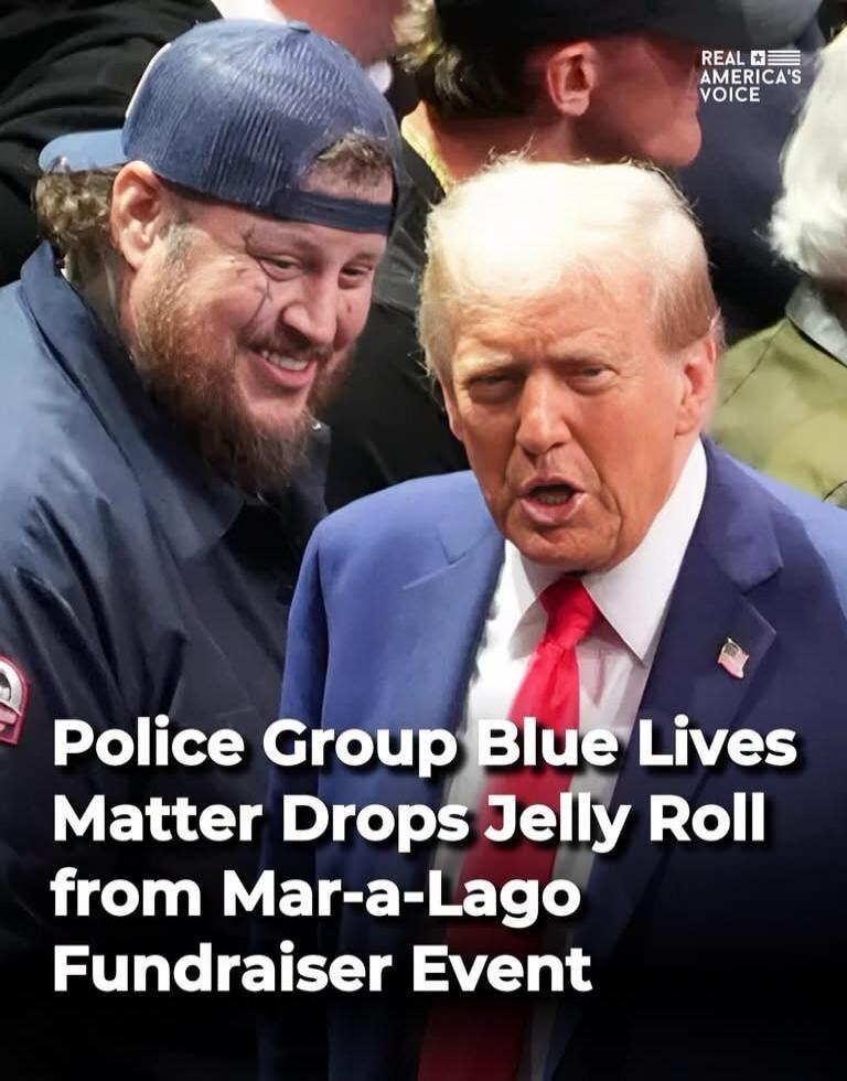 Police Group Blue Lives Matter Drops Jelly Roll from Mar-a-Lago Fundraiser Event. REAL AMERICA'S VOICE.
