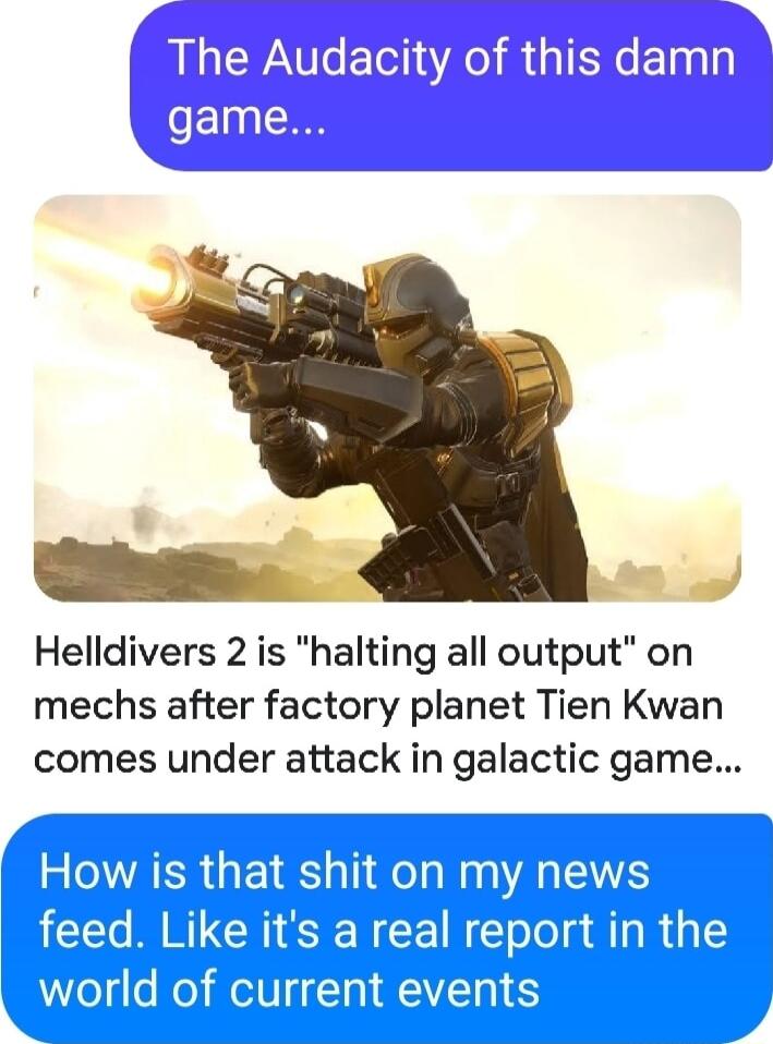 Helldivers 2 is halting all output on mechs after factory planet Tien Kwan comes under attack in galactic game