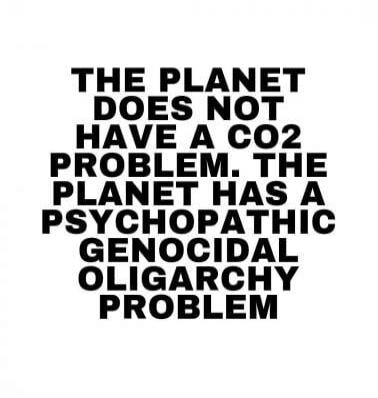 THE PLANET DOES NOT HAVE A CO2 PROBLEM. THE PLANET HAS A PSYCHOPATHIC GENOCIDAL OLIGARCHY PROBLEM