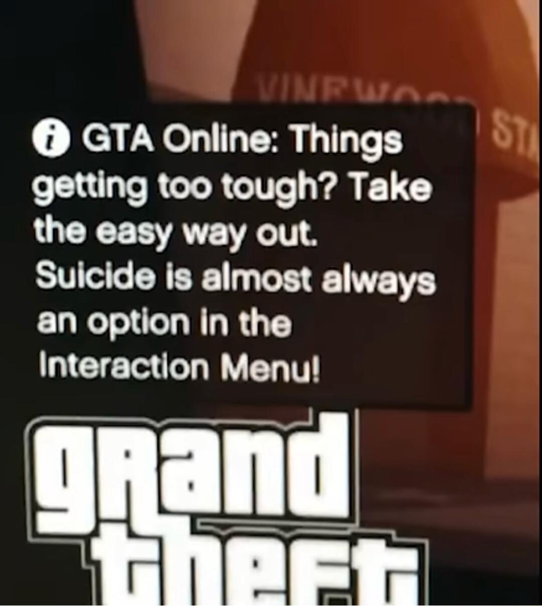 GTA Online Things getting too tough Take the easy way out Suicide is almost always an option in the Interaction Menu