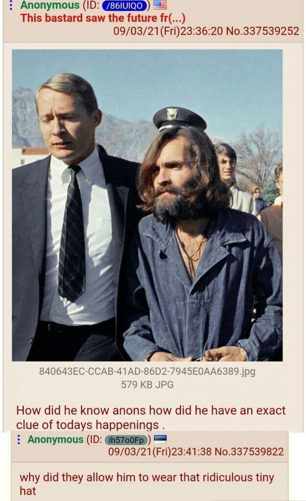 Anonymous ID g This bastard saw the future fr 090321Fri233620 No337539252 84064 How did he know anons how did he have an exact clue of todays happenings Anonymous ID GHSTROR 090321Fri234138 No337539822 why did they allow him to wear that ridiculous tiny hat