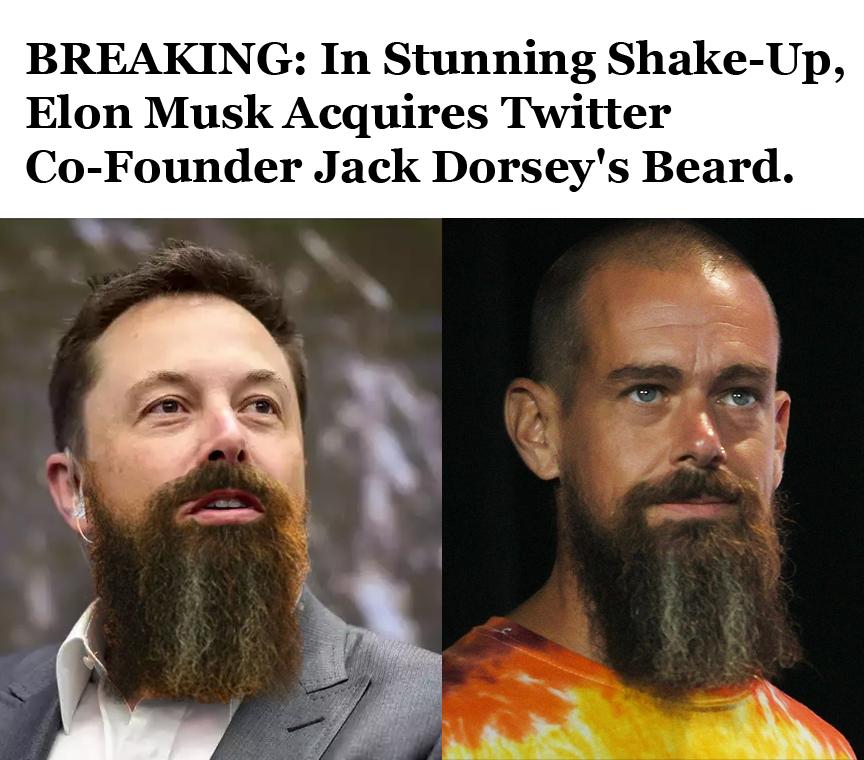 BREAKING In Stunning Shake Up Elon Musk Acquires Twitter Co Founder Jack Dorseys Beard