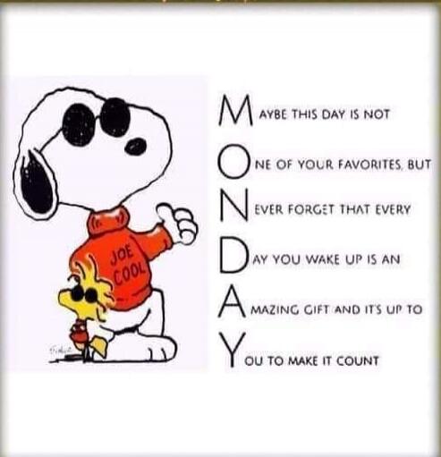 Maybe this day is not one of your favorites, but never forget that every day you wake up is an amazing gift and it's up to you to make it count.