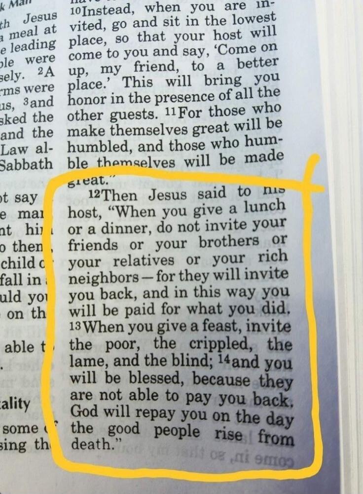 Then Jesus said to his host, 
