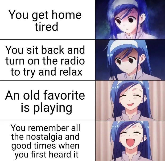 You get home tired You sit back and turn on the radio to try and relax An old favorite is playing You remember all the nostalgia and good times when you first heard it