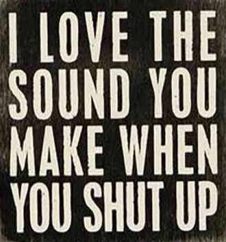 I LOVE THE SOUND YOU MAKE WHEN YOU SHUT UP
