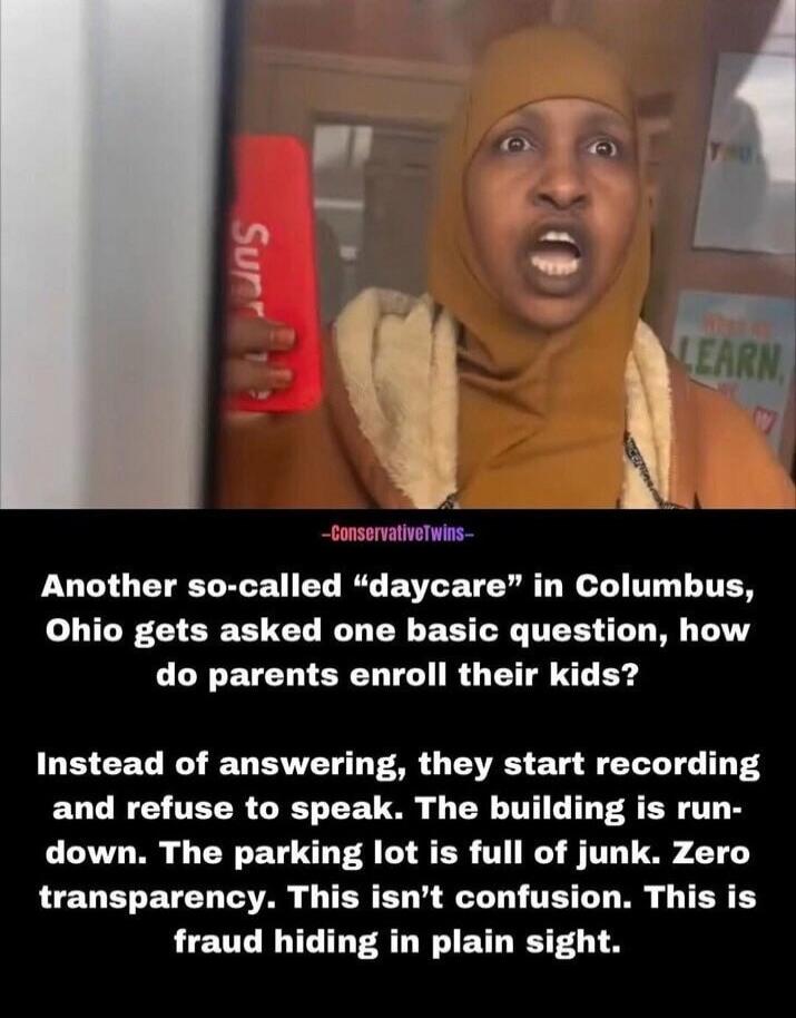 Another so-called “daycare” in Columbus, Ohio gets asked one basic question, how do parents enroll their kids? Instead of answering, they start recording and refuse to speak. The building is run-down. The parking lot is full of junk. Zero transparency. This isn't confusion. This is fraud hiding in plain sight.